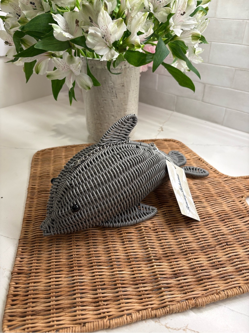 Gray Woven Dolphin Crossbody Bag 
Tommy Bahama Viral 🐬 - Picture 4 of 11